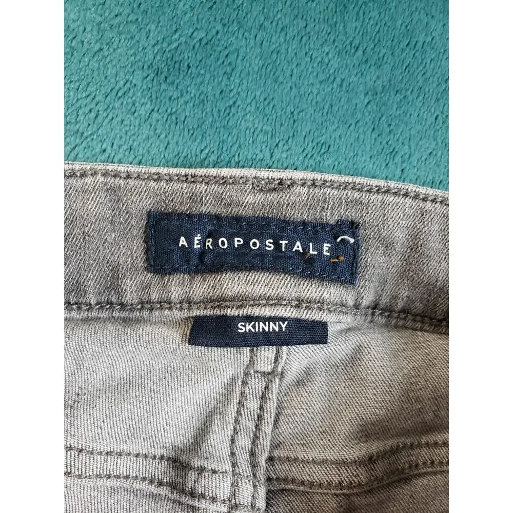 Aeropostale Jeans Size 28x30 Mens Gray Pants Stretch Distressed Mid Rise Skinny